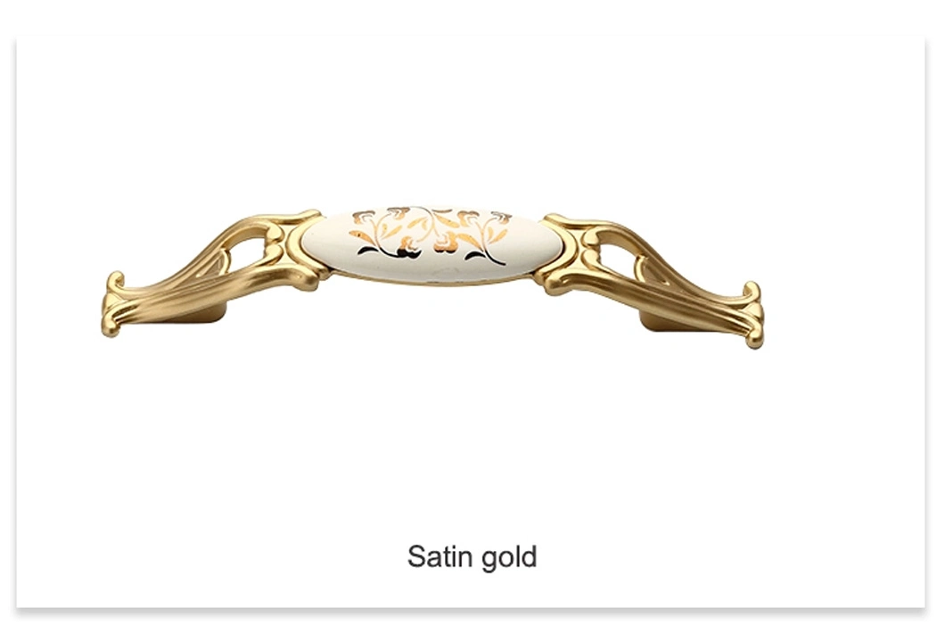 Gold Brass Ceramic Handles Kitchen Cabinet Drawer Pull Handles