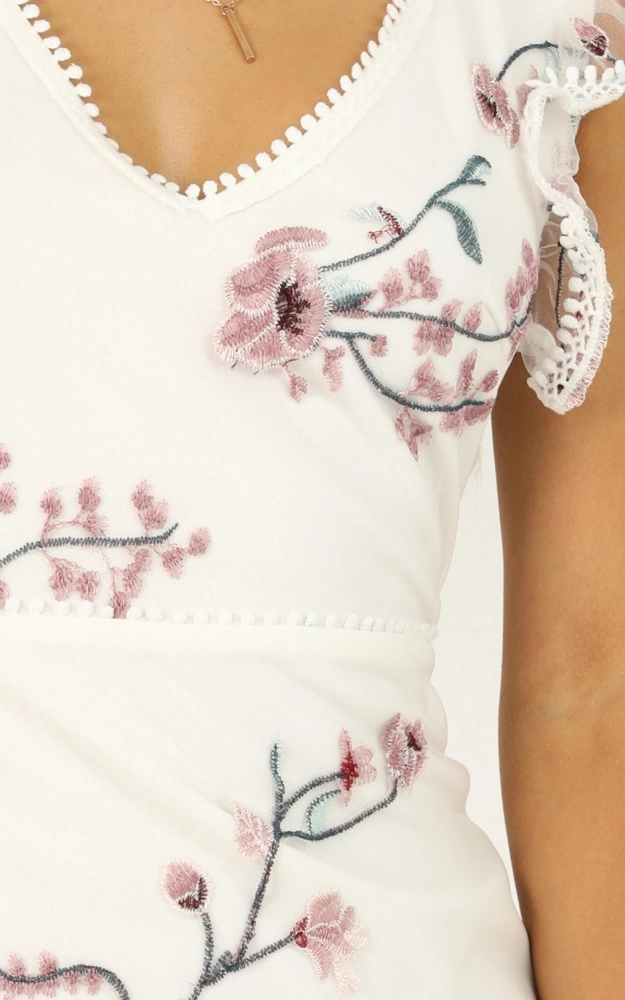 Remember The Days Dress in White Embroidery