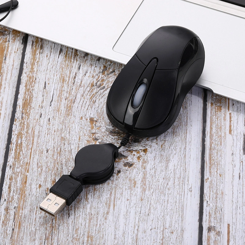 Retractable Wired Mouses Computer USB Optical Mouse
