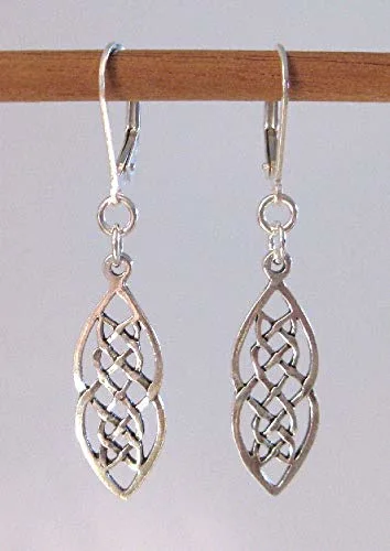 Sterling Silver Marquise Celtic Knot Earrings - 925 Lever-Backs
