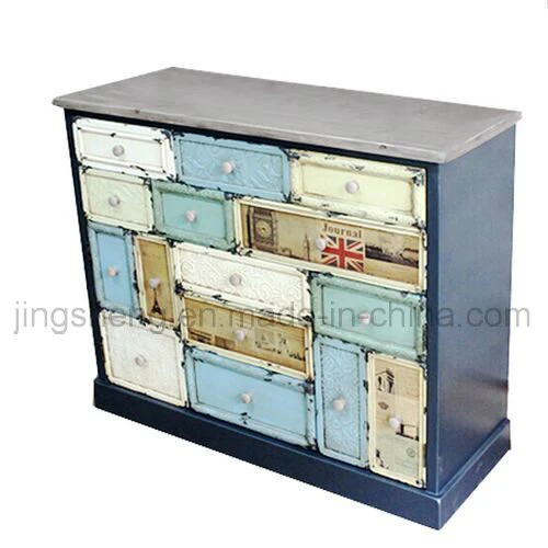 Four Drawers Two Doors Wooden Cabinet for Storage