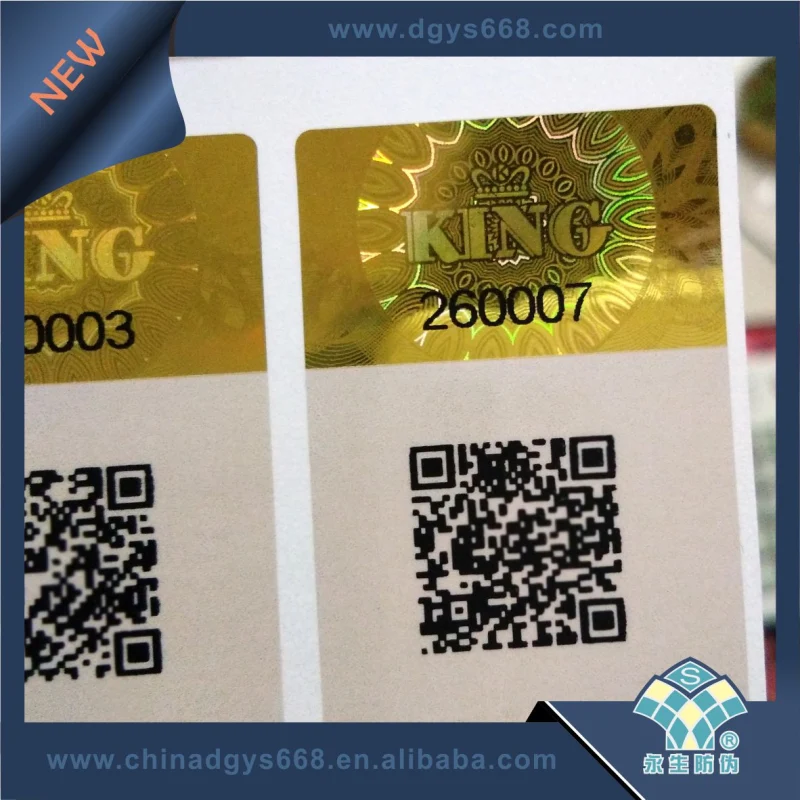 Non-Removable Qr Code Hologram Sticky Lables