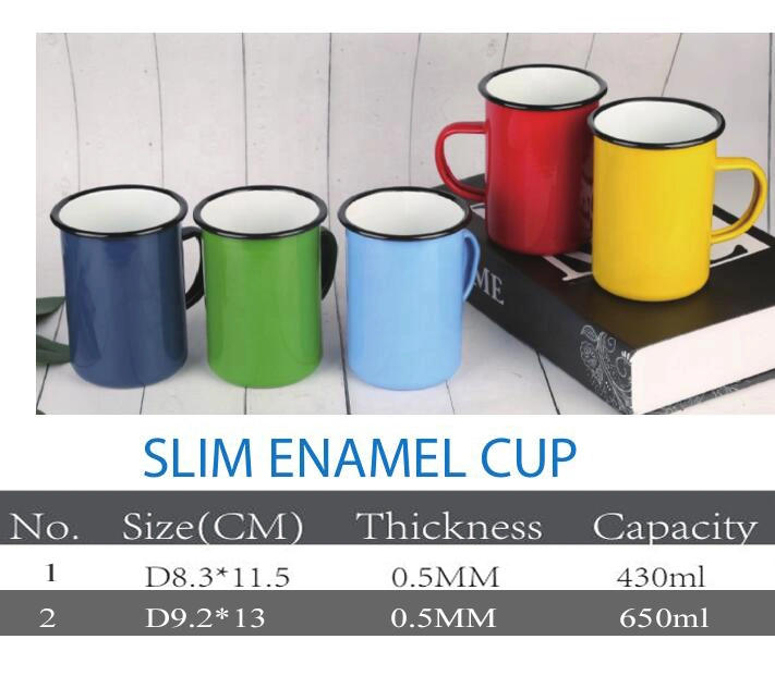 Wholesale Decal Printing Enamel Coffee Mug with Enamel Saucer