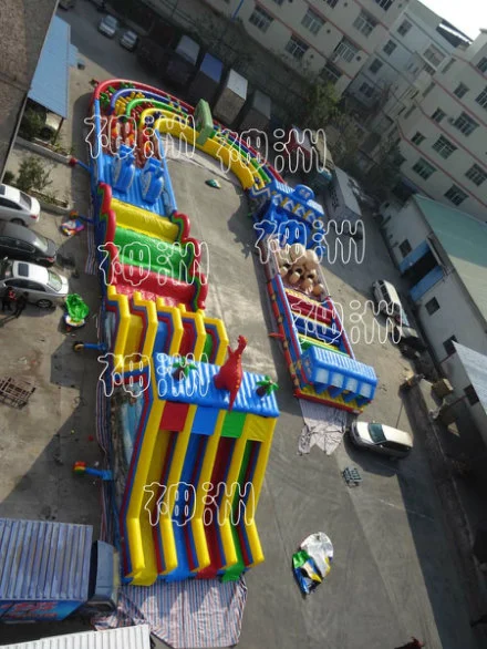 Super Large Inflatable Racing Amusement Obstacle Course in U Shape