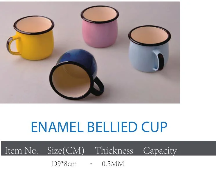 Wholesale Decal Printing Enamel Coffee Mug with Enamel Saucer