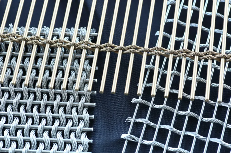 Copper Building Metal Facades Rod Cable Woven Wire Mesh