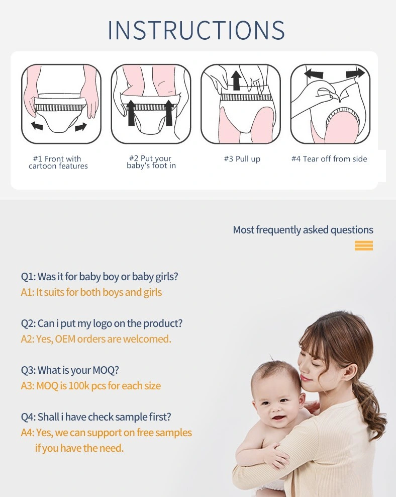 OEM & ODM Brand Breathable Infant Pants Pullups Baby Diaper for Sensitive Skin