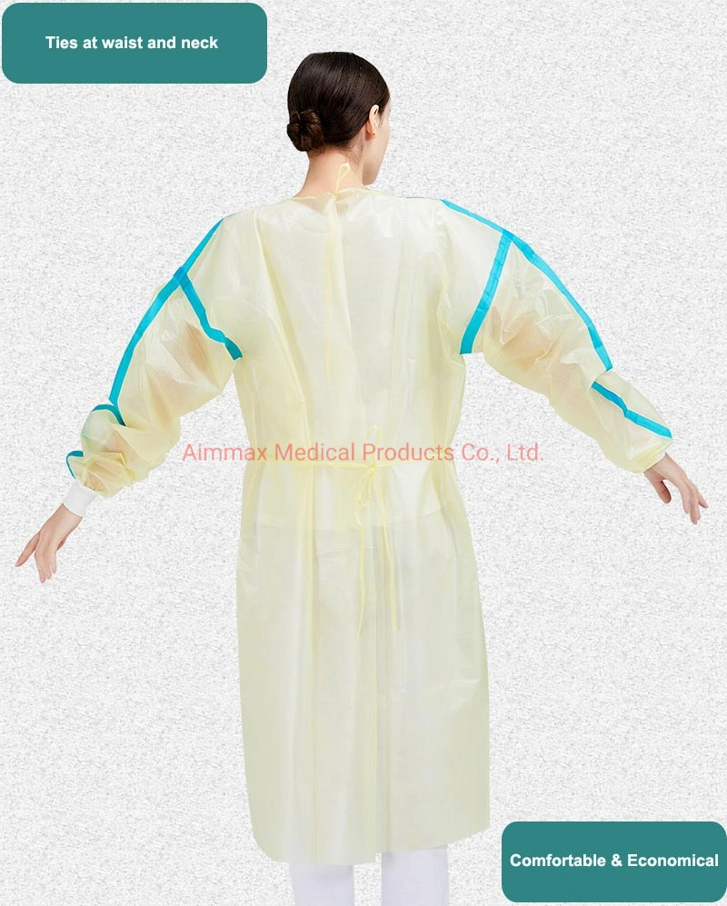 Non Woven PP Isolation Gown with Elastic or Knitted Cuff