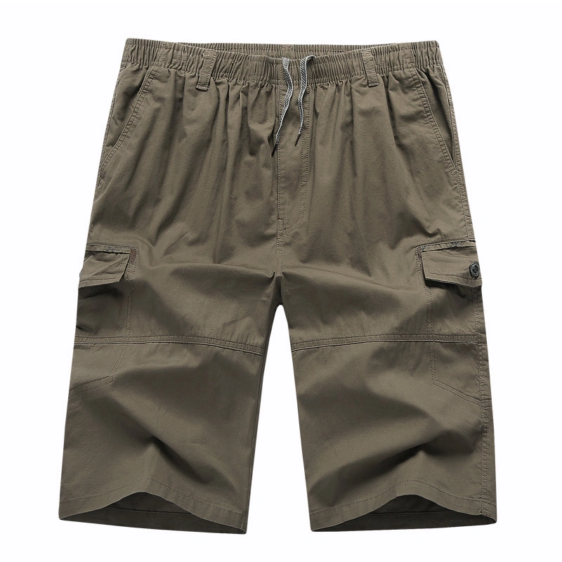 Men's Summer Elastic Waistband Patch Pocket Bermuda Cargo Shorts