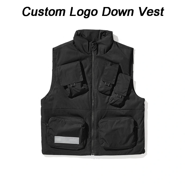Custom Logo Winter Clothes Down Filling Cargo Style Warm Clothes Men Down Vest