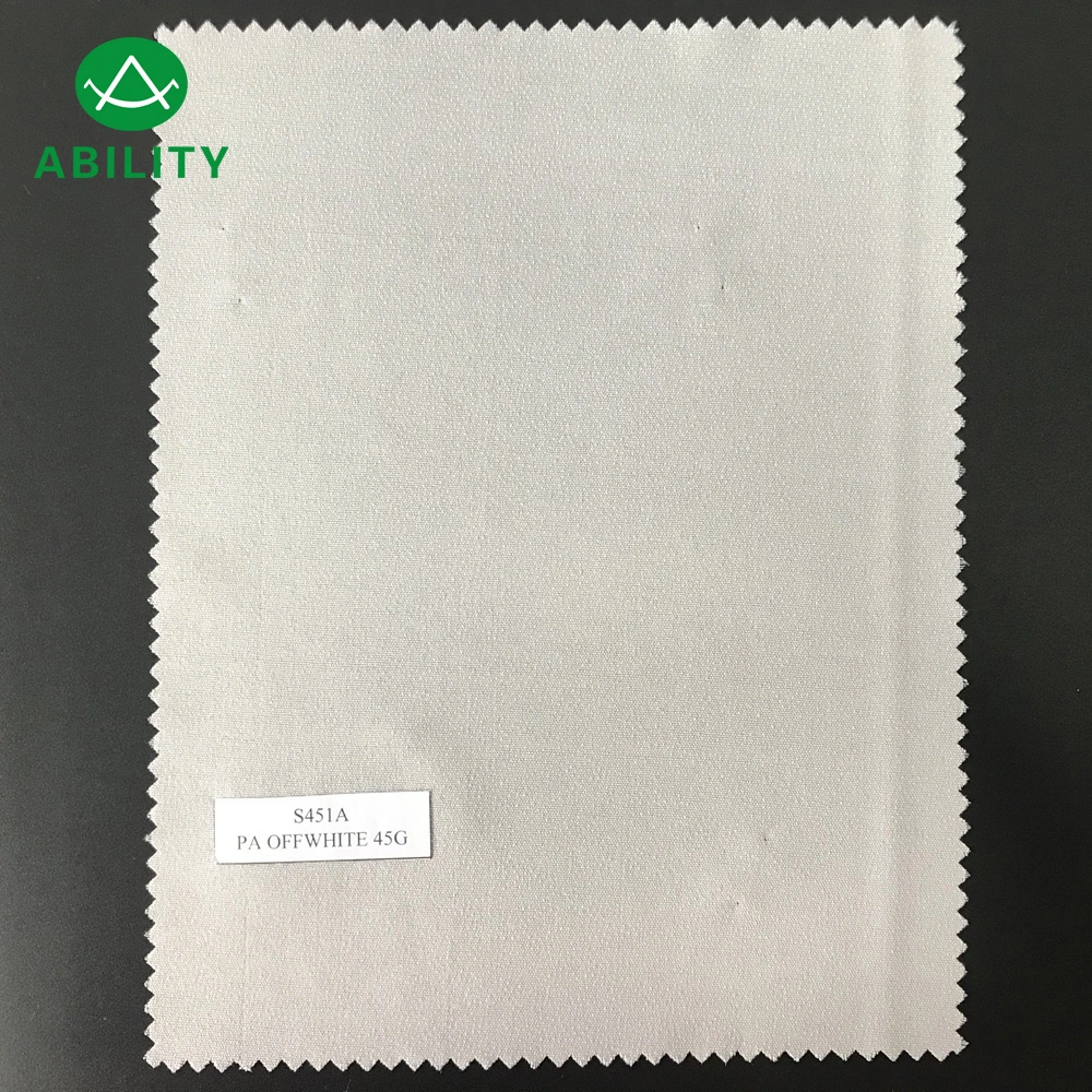 S451A Soft White Warp Knitted 100% Polyester Woven Interlinings Cloth Lining for Garments