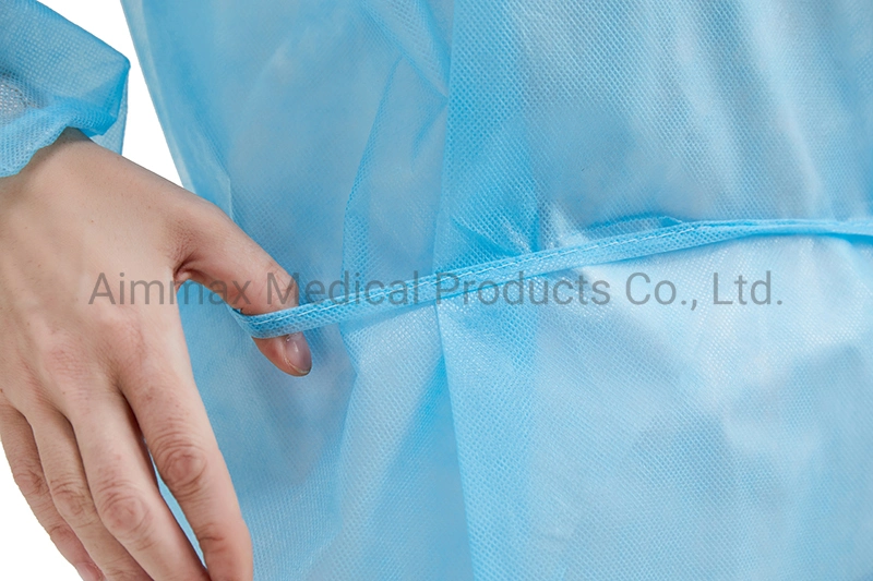 Medical Non Woven Disposable Isolation Green Visitor Gown Long Sleeve Knitted Cuff or Elastic Cuff