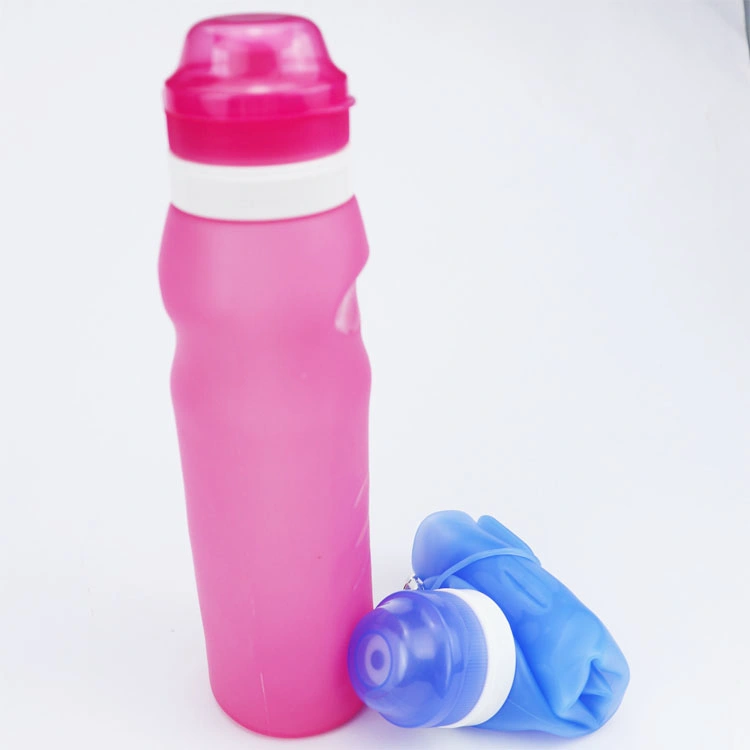High Quality Soft Hand Feel Folding Cup Silicone Rubber Collapsible Water Bottle with Lid