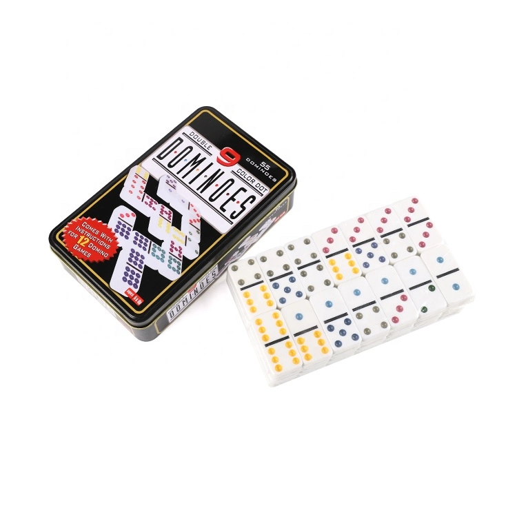 Double 15 Color DOT Play Dominoes in a Collectors Tin for Children