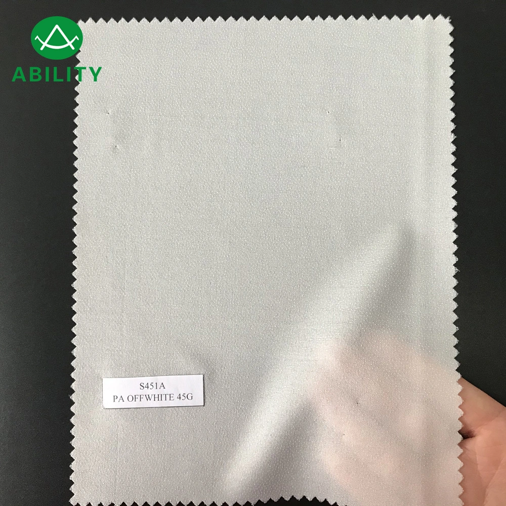 S451A Soft White Warp Knitted 100% Polyester Woven Interlinings Cloth Lining for Garments