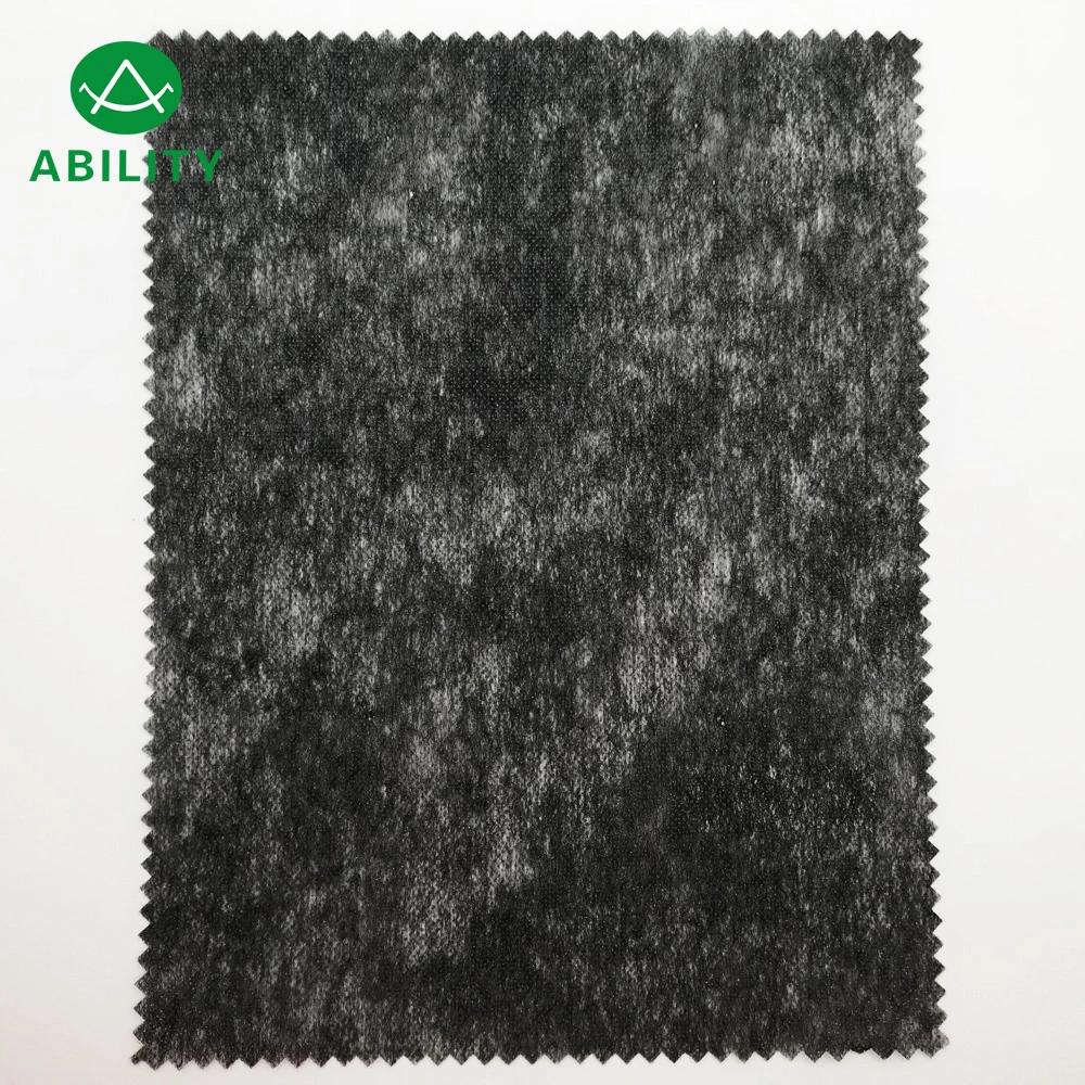 W6233A Nylon Soft Dots Coated Black Non Woven interlining Cloth Lining