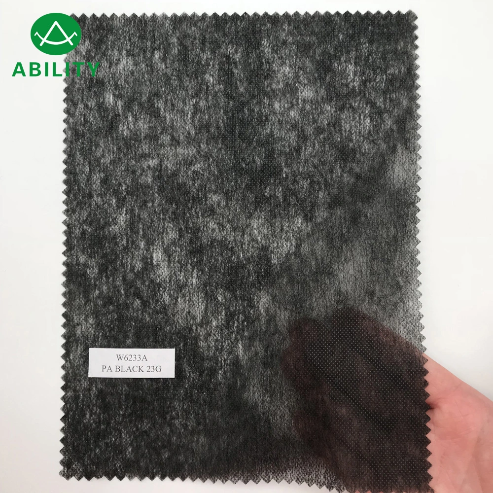W6233A Nylon Soft Dots Coated Black Non Woven interlining Cloth Lining