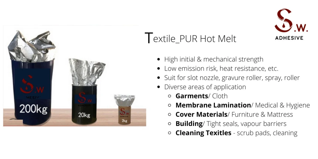 Premium PUR Hot Melt Adhesive/ Hot Melt Glue for Textile or Woodworking.