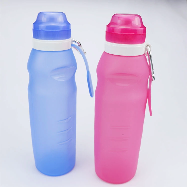 High Quality Soft Hand Feel Folding Cup Silicone Rubber Collapsible Water Bottle with Lid