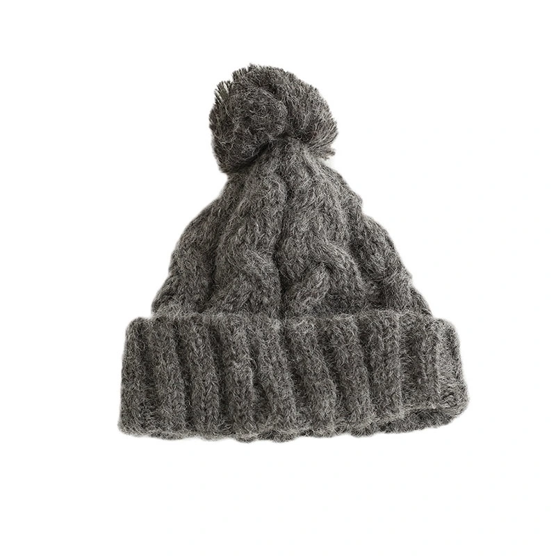 Unisex Heavyweight Cable Twist Knitted Winter Beanie Hat