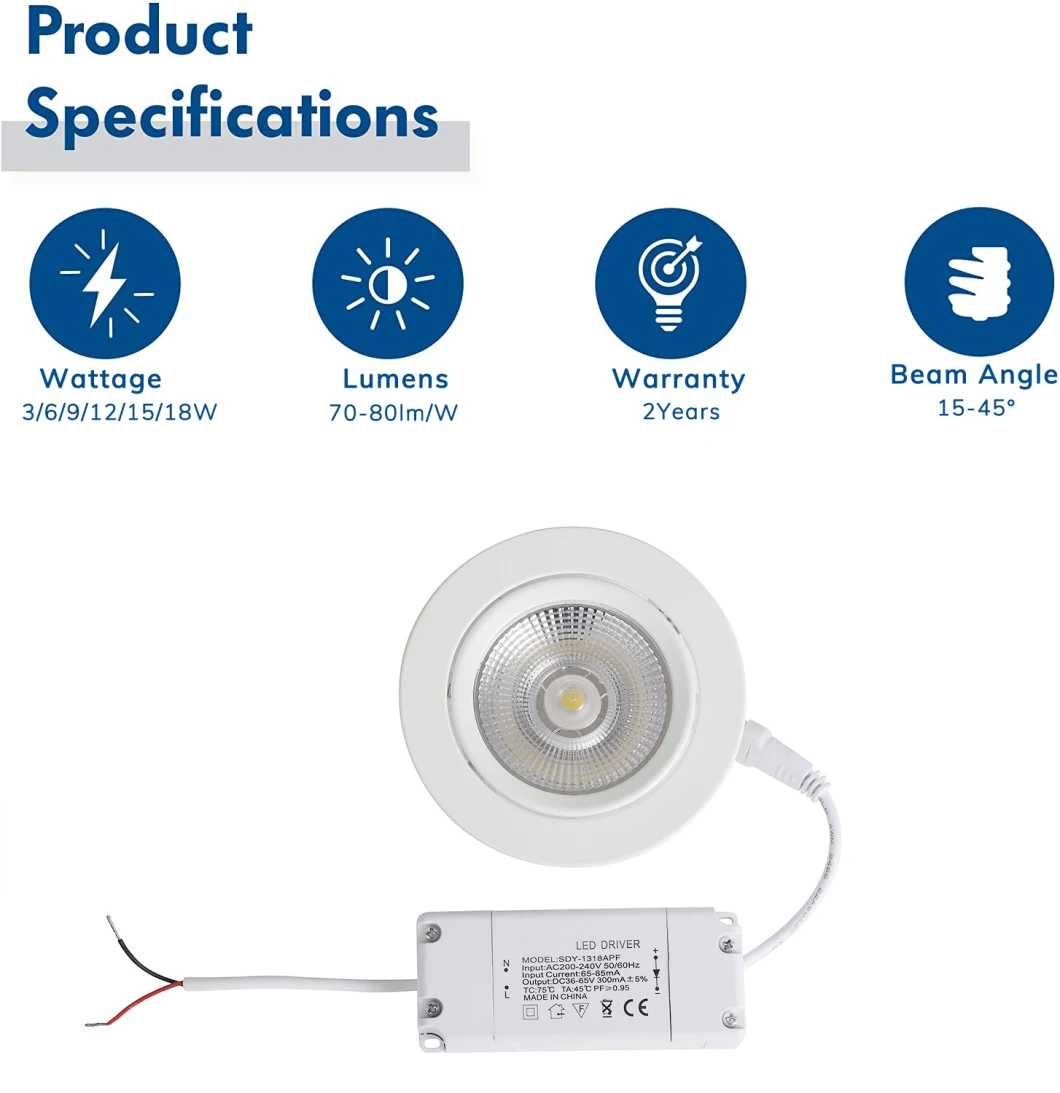 Best Quality Promotional LED Lighting Recessed Best Quality Mounted 6W 12W 15W 18W 25W LED Downlight