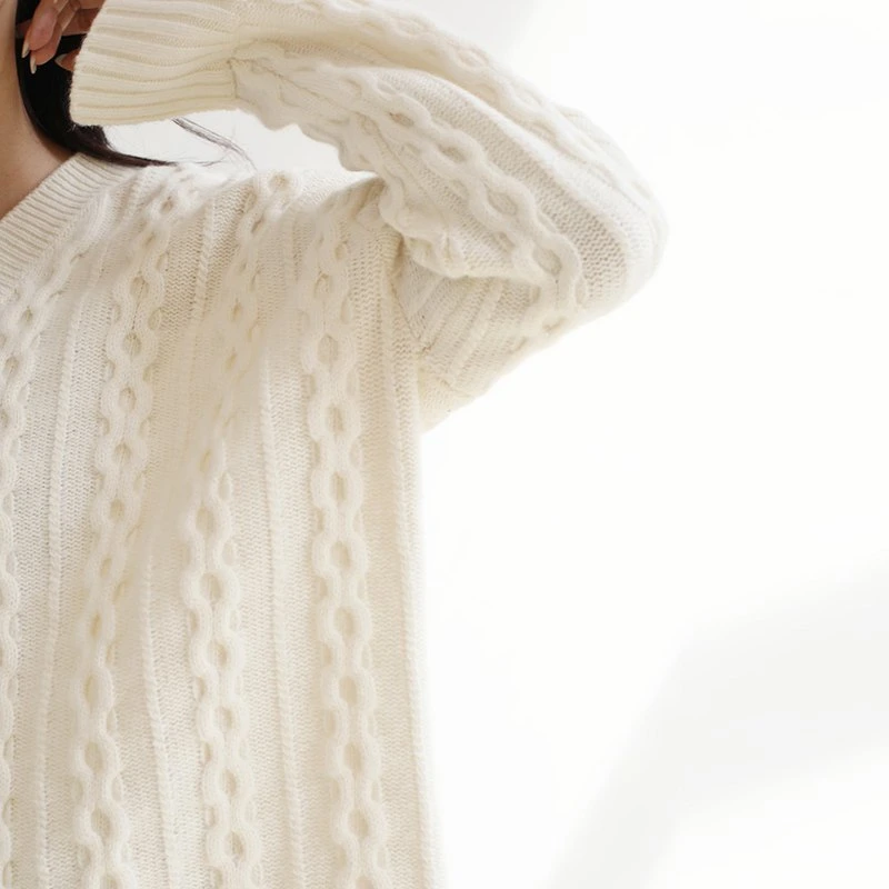 Fashion Ladies Knitted Thin Pullover with Wool Sweaters