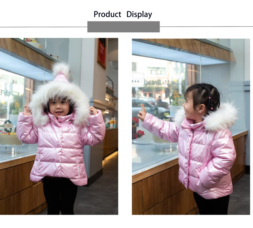 Wholesale OEM Kids Girls Boys Winter Shiny Long Best Puffer Down Jacket with High Quality
