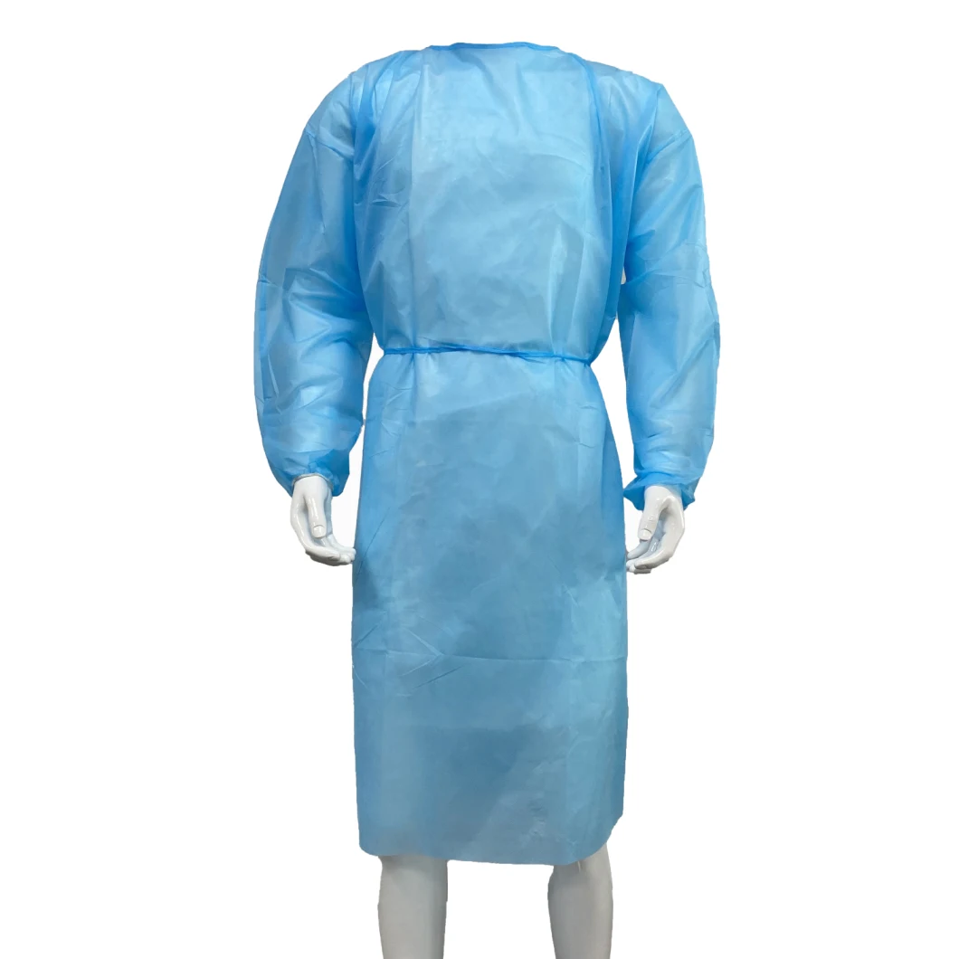Wholesale Cheap Non Woven Waterproof Medical PP Disposable Isolation Gown Elastic and Knitted Cuffs Medical Suppliers
