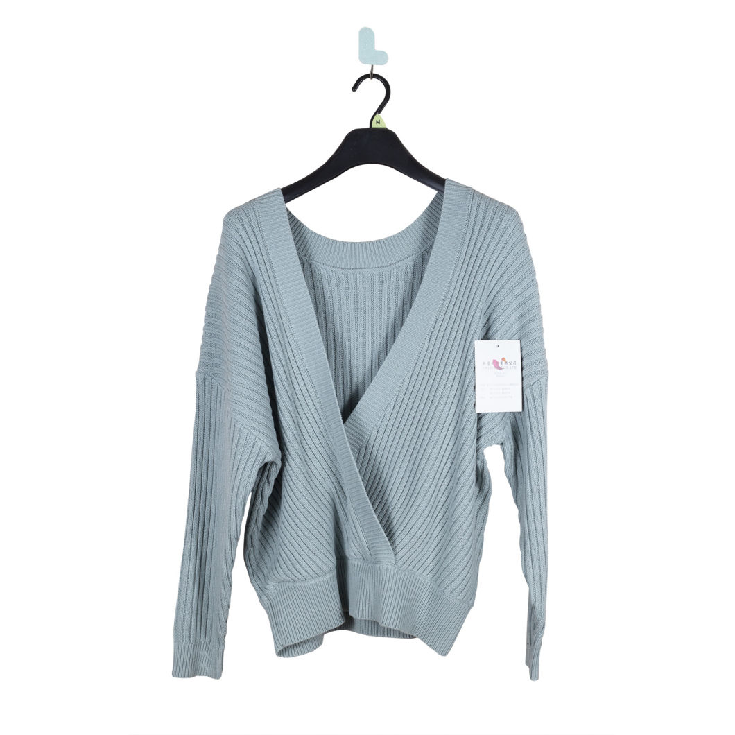 50% Viscose 25% Polyester 25% Nylon V-Neck Casual Women's Sweaters