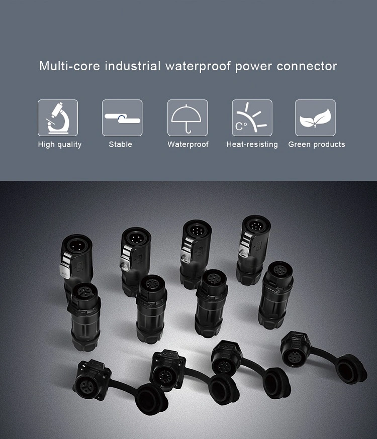 Metal M12 6pin Waterproof Power Connector Male and Female Waterproof Connector