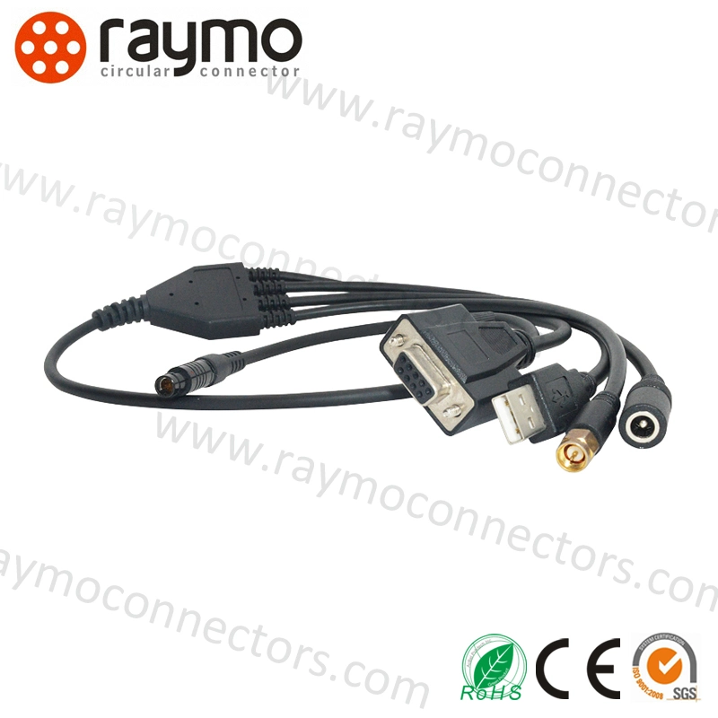 Waterproof Connector K Series Fgg Plug with dB9 USB DC BNC Cable Assembly