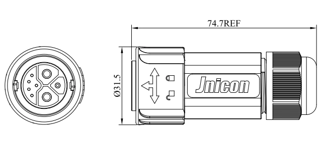 Jnicon Waterproof 2+1+5pin 50A 15A 5A Power Data Lithium Battery IP67 Waterproof Connector