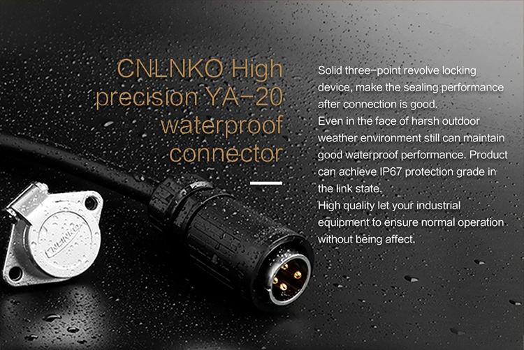 Cnlinko Power Jack 3 Pin Waterproof Wire Connector Circular Plug with Auto Cover