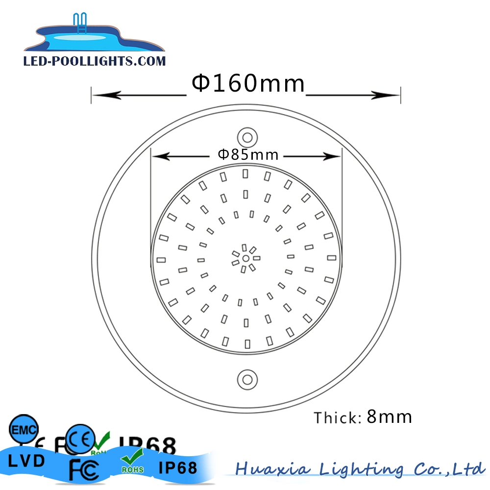 Huaxia 8watt IP68 Underwater Swimming Pool Light with Ce RoHS Underwater Pool Lamp