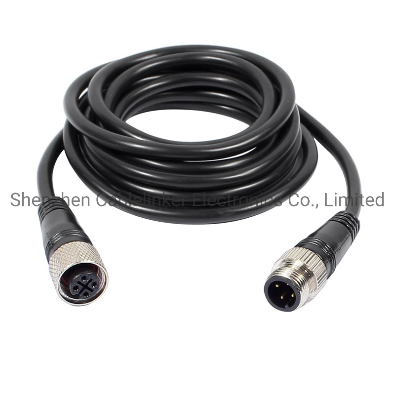 M12 Male to Female Socket Straight 4 Pins Connector Cable Assembly