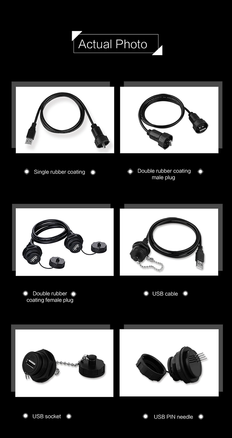 Connectors Manufacturing USB Converters USB Waterproof Panel Mount USB Waterproof Extension Cable Connector