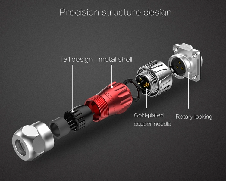 Waterproof Connector 4 Pin DC Female Power Connector Female Speaker Connector