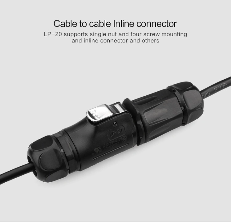 Cnlinko Brand Lp20 3pin Waterproof IP67 DC Connector, Male and Female Electrical Power Cable Connector with IP67