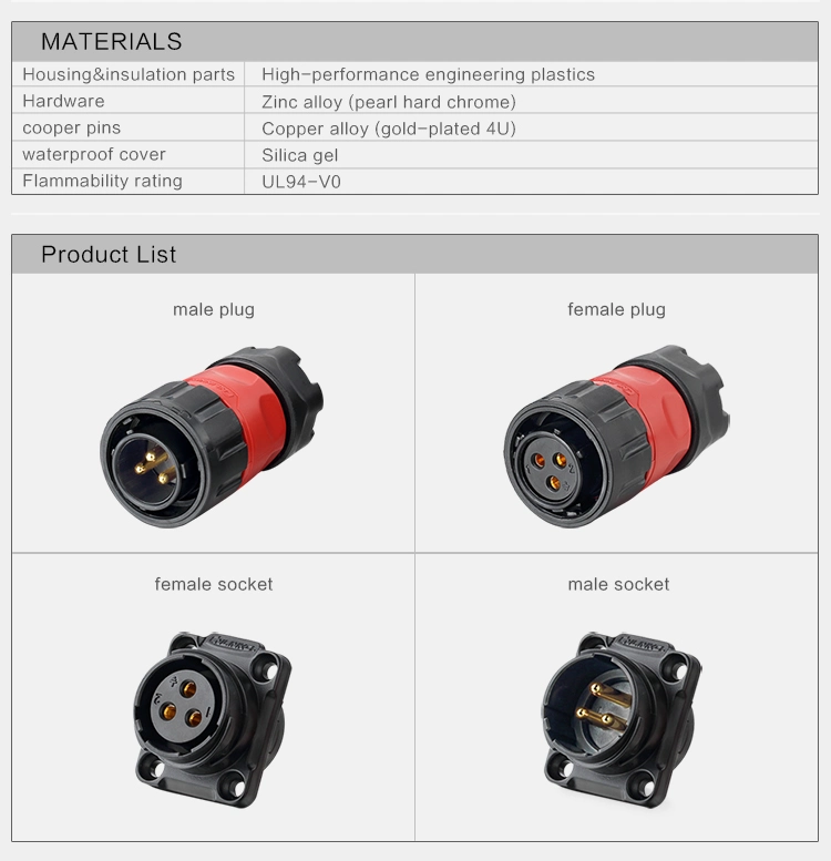 Ym-20 Waterproof Plastic 4 Pin Power Bayonet Lock Connector