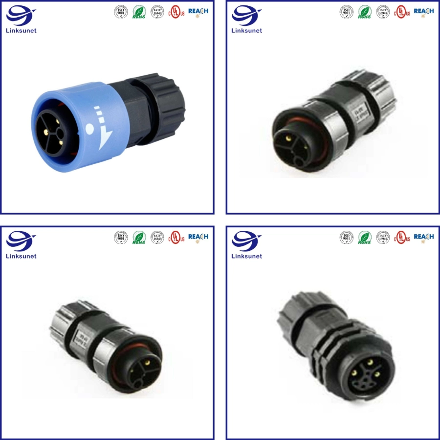 Middle Male 3+5pin Field Installable 180 Degree Waterproof LED Connector for Industrial Wire Harness