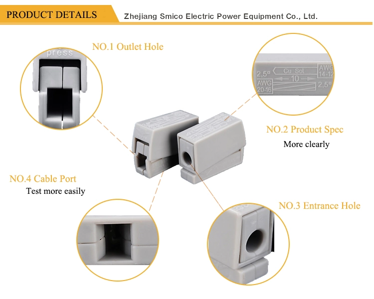 Wago Wire Terminal Connector Pct-414 Quick Electric Connector 4pin Push Wire Connector