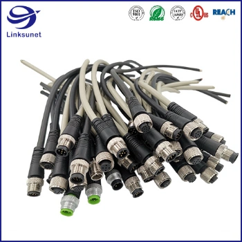 Silver Circular Connector M12 - 2 - 17 Pin Connector for Industrial Camera Power Supply Wire Harness