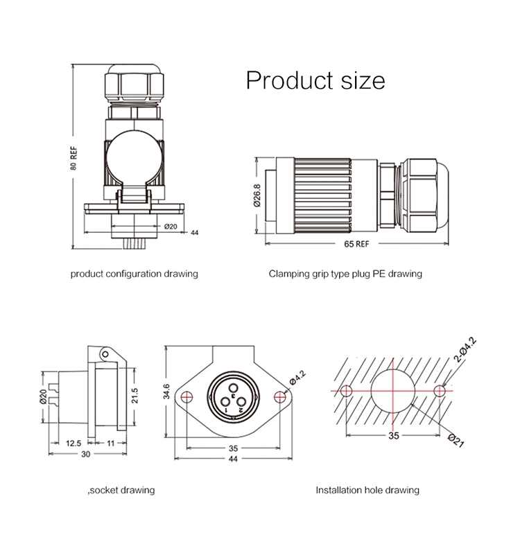 M20 Waterproof 7pin Butt Joint M20 Connector for Industrial Equipment