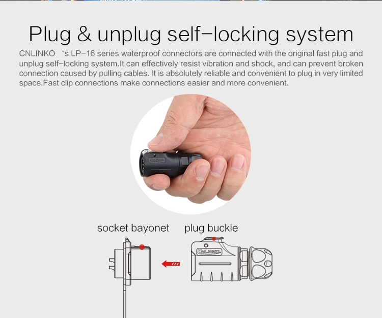 Cnlinko Lp16 3pin Plug Socket IP67 Waterproof Connector
