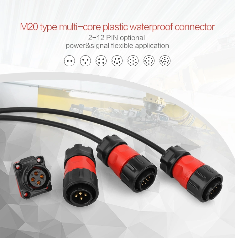 Cnlinko Ym20 Electrical Power Connector Waterproof IP65/IP67 TUV/UL/CCC Certifications Panel Mounted Connector