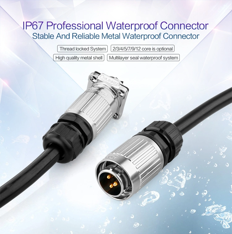 IP67 Waterproof Input Power Jack 12V DC Connector 9 Pin Quick Connectors for LED Screen