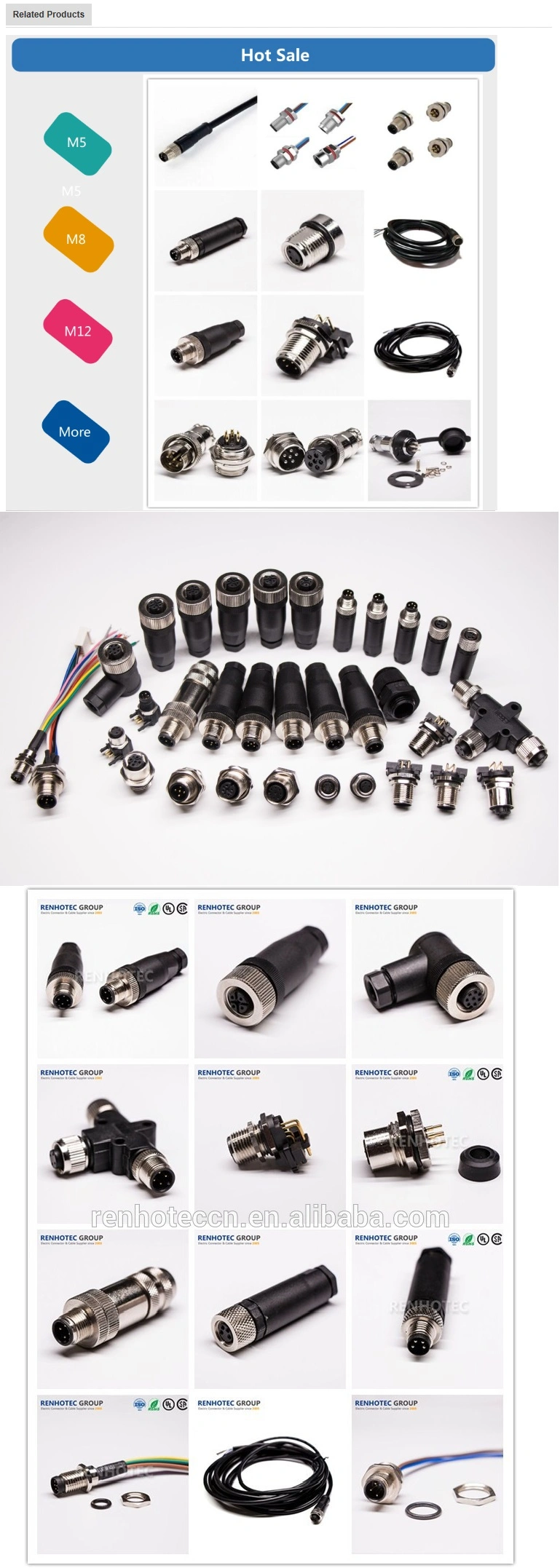 Waterproof Plug Aviation Connector 3 Pin M12 Connector Cable Assembly