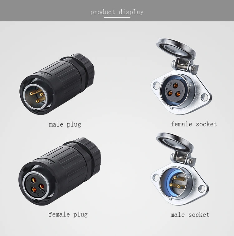 3 Pin Waterproof Connector Male IP67 LED Connectors Plant Growth Lighting