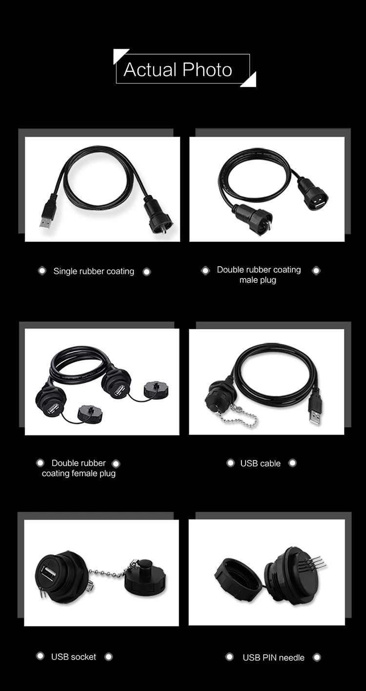 for Data Transfer IP67 Waterproof Male USB 2.0, Shell Connector with Dust Cap