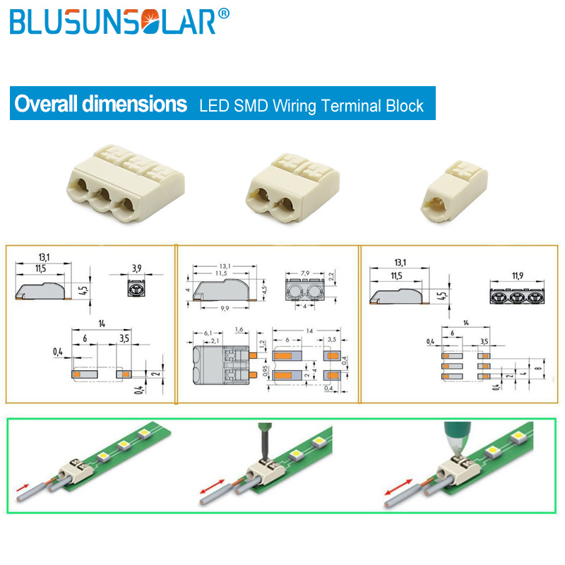 LED SMD Wiring Terminal Block, PCB Wire Cable Connector, Push in Lighting Connection Connector LED101